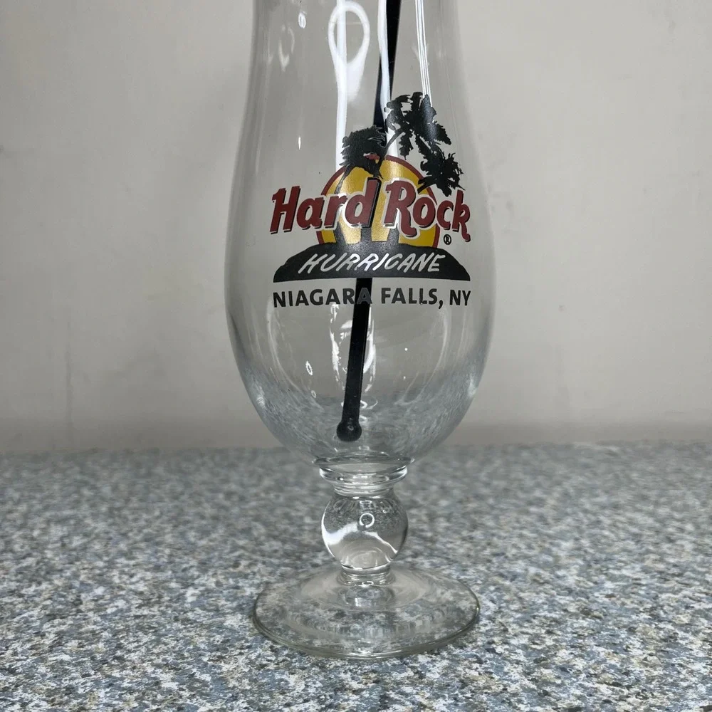 Hard Rock Cafe Hurricane Glass Niagara Falls NY Souvenir with Guitar Stirrer